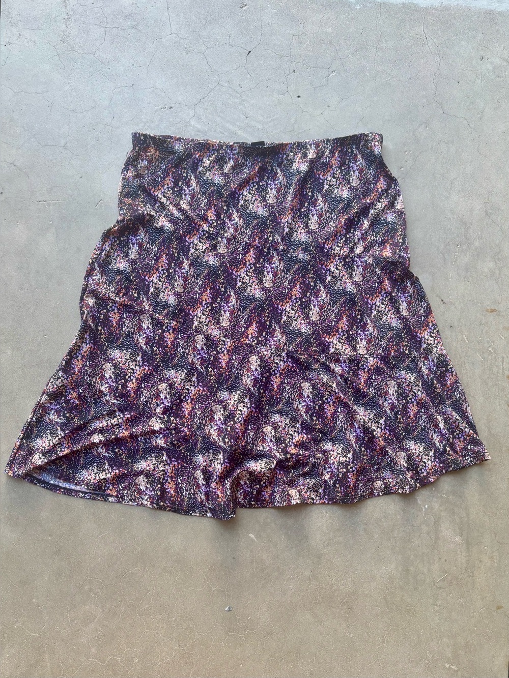 Elementz XL Purple Multicolor Abstract Print Stretchy Pull On A Line Flare Skirt
